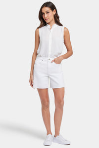 Berkyn Relaxed Denim Shorts With Super High Rise | Optic White | Shorts | NYDJ