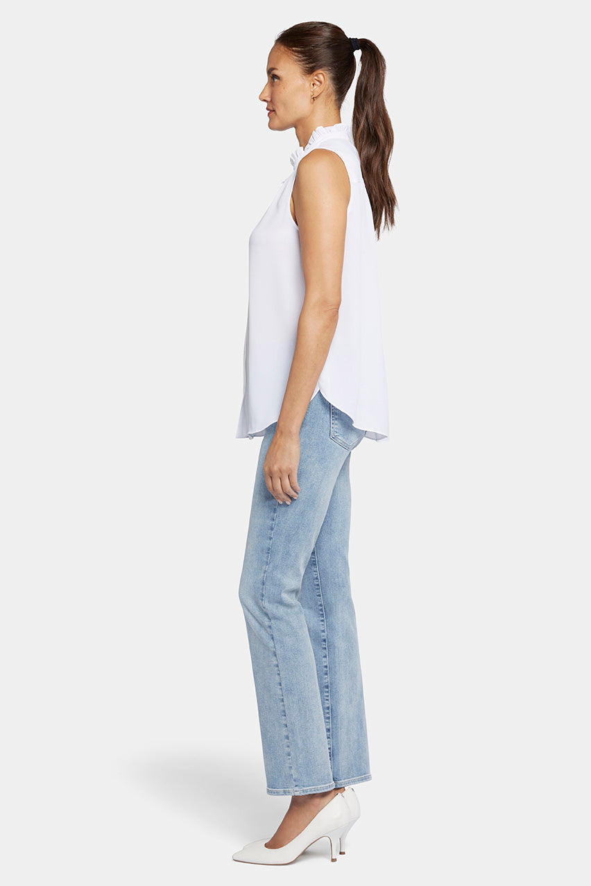 Sleeveless Ruffle Neck Blouse | Optic White | Blouse | NYDJ