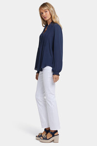 Pleated Front Tunic | Oxford Navy | Top | NYDJ