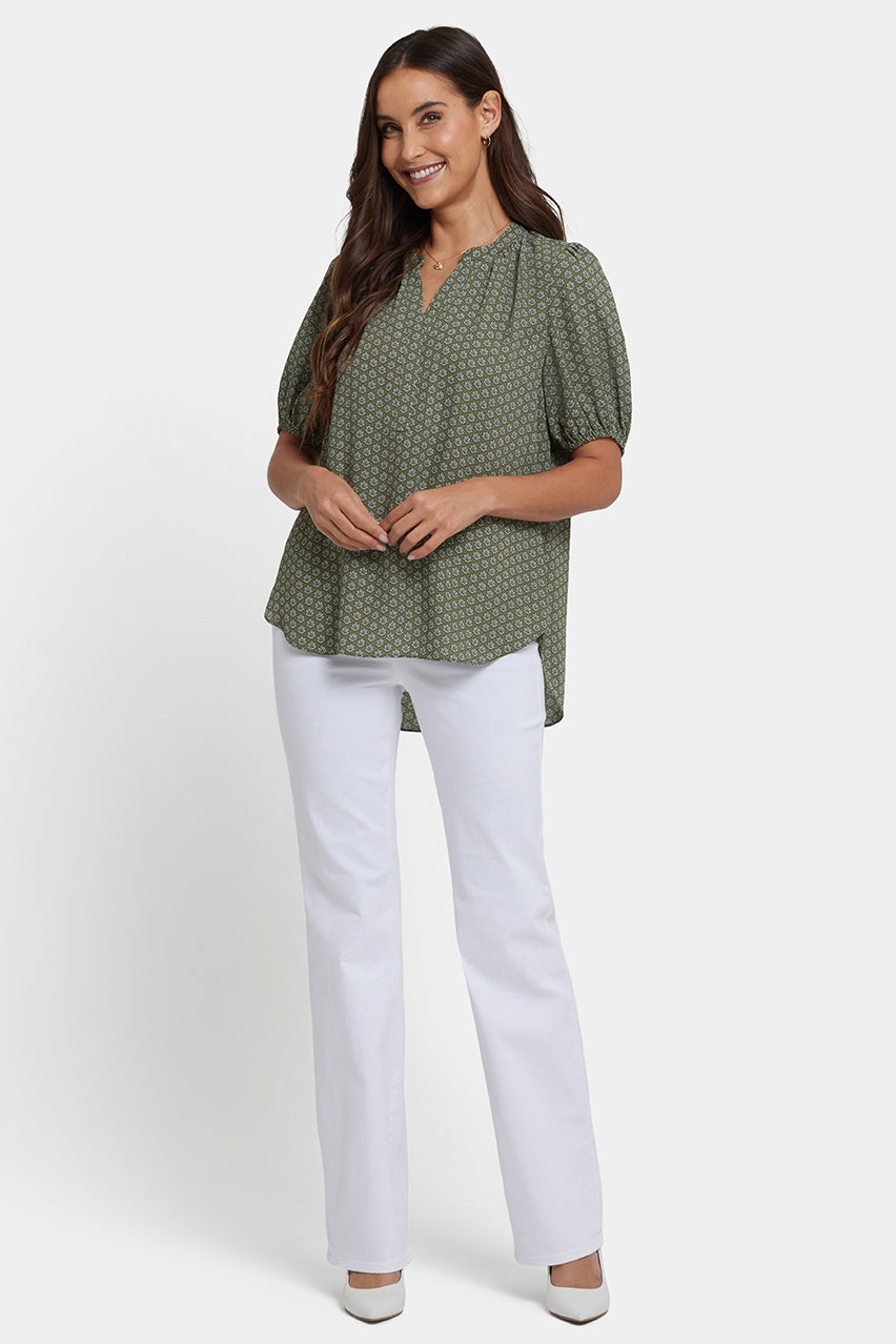 Short Puff Sleeved Top | Esmeralda | Blouse | NYDJ