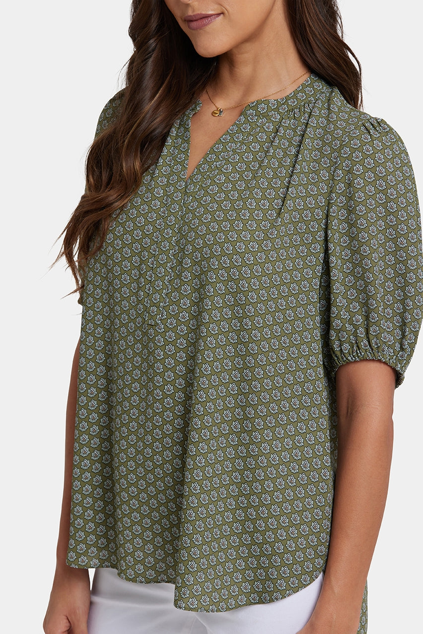 Short Puff Sleeved Top | Esmeralda | Blouse | NYDJ