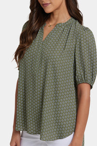 Short Puff Sleeved Top | Esmeralda | Blouse | NYDJ