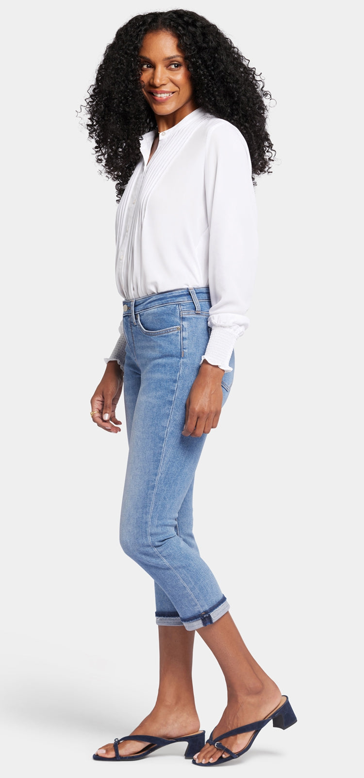 Chloe Capri Cuff Jeans Medium Blue Premium Denim | Crescent Shore | Pants | NYDJ
