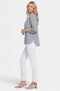 Pintuck Blouse Graphic Print | Early Bird | Blouse | NYDJ