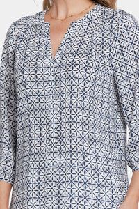 Pintuck Blouse Graphic Print | Early Bird | Blouse | NYDJ