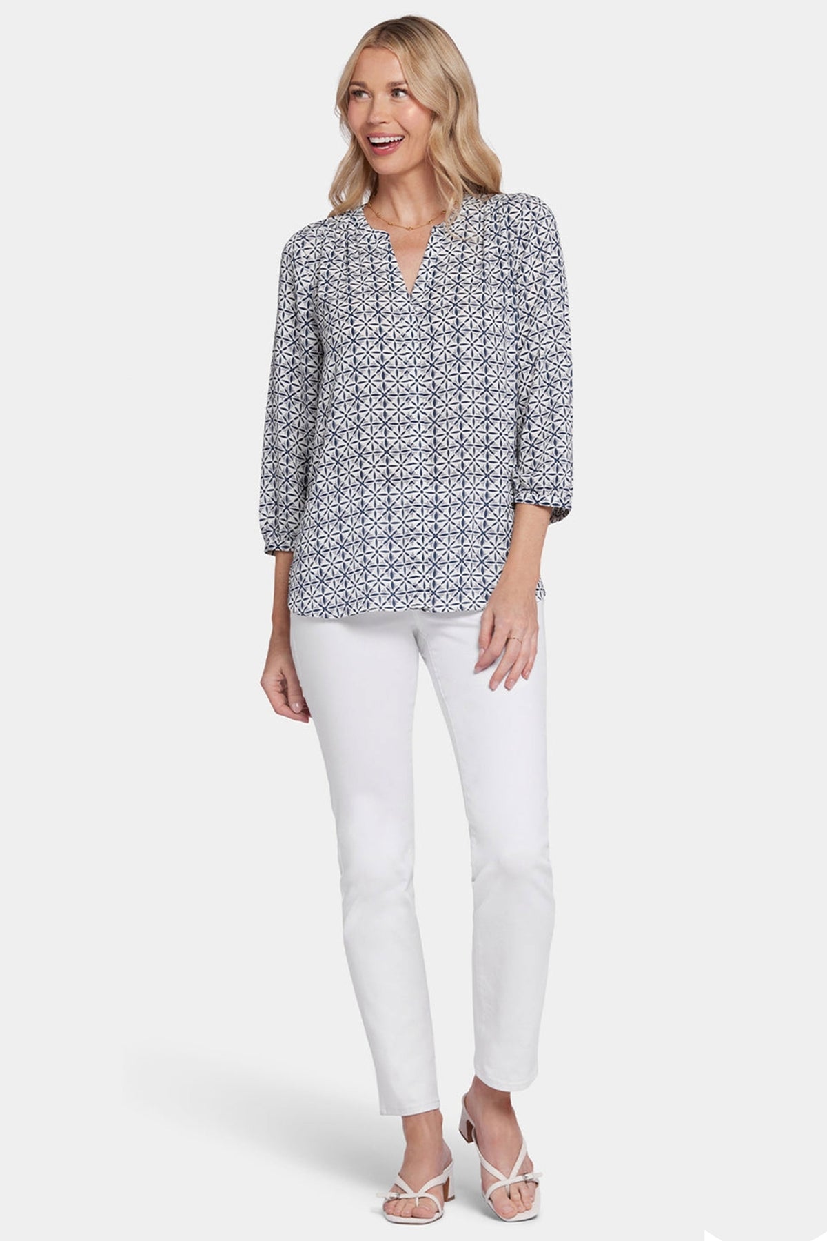 Pintuck Blouse Graphic Print | Early Bird | Blouse | NYDJ