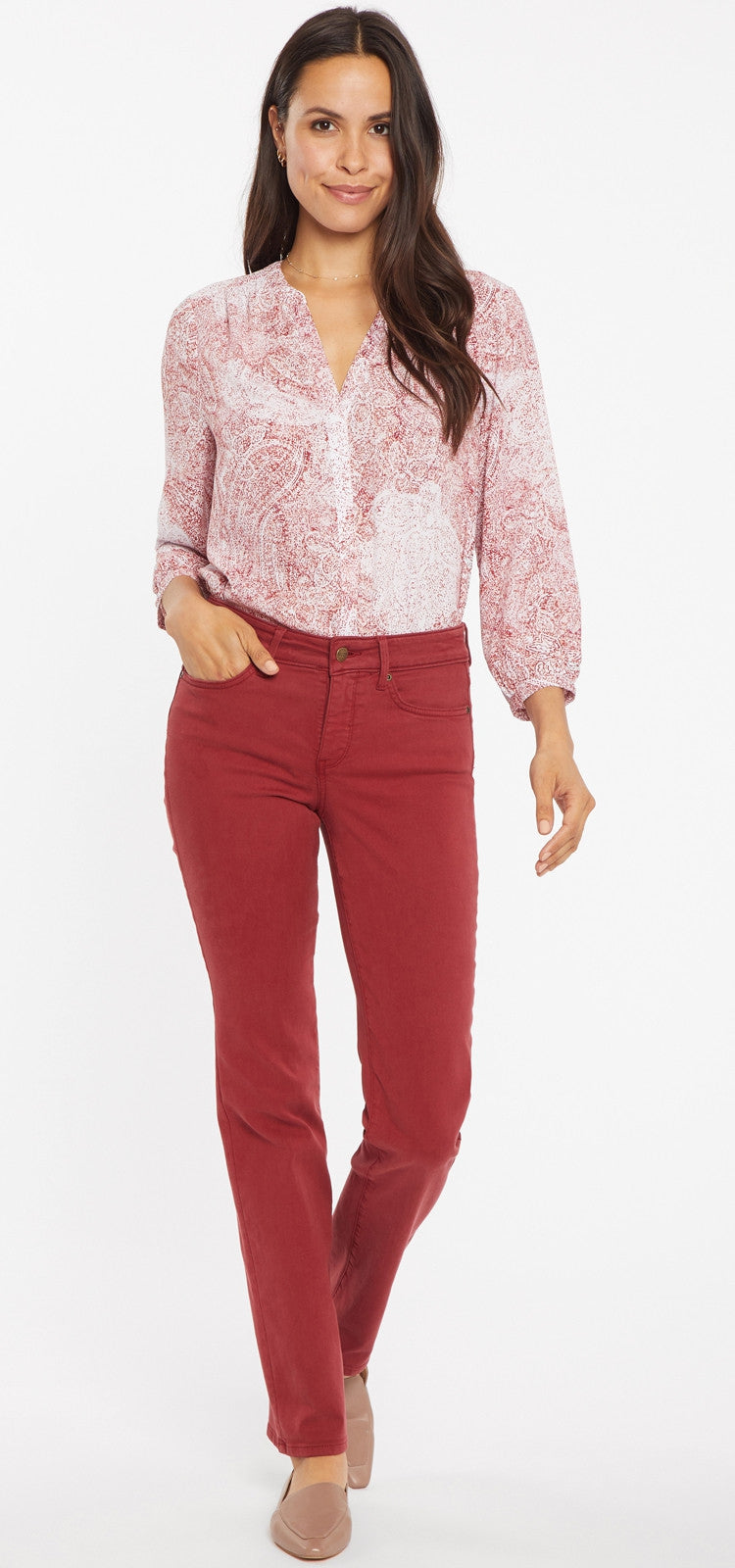 Marilyn Straight Red Premium Denim | Boysenberry Reactive | Non Denim | NYDJ