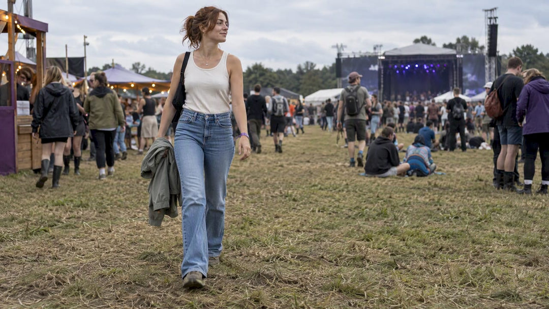 Festival-Outfit mit Jeans: Looks für Hitze, Regen und kalte Nächte - NYDJ