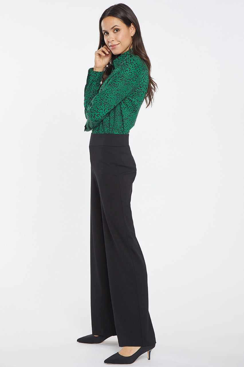 Relaxed Leg Pull-On Trouser Black Ponte Knit | Black | Pants | NYDJ