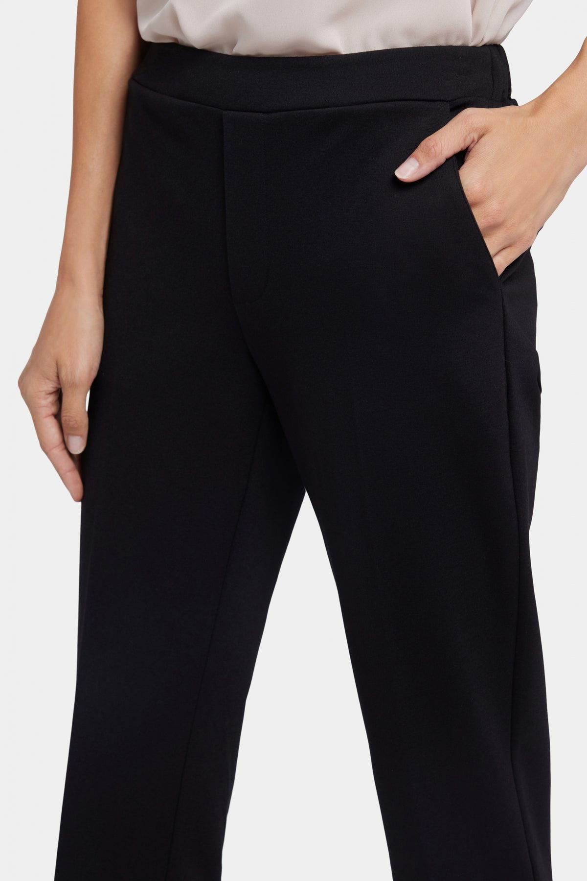 Cassidy Ankle Pull-On Trouser Pants In Ponte Knit With Cuffs | Black | Pants | NYDJ