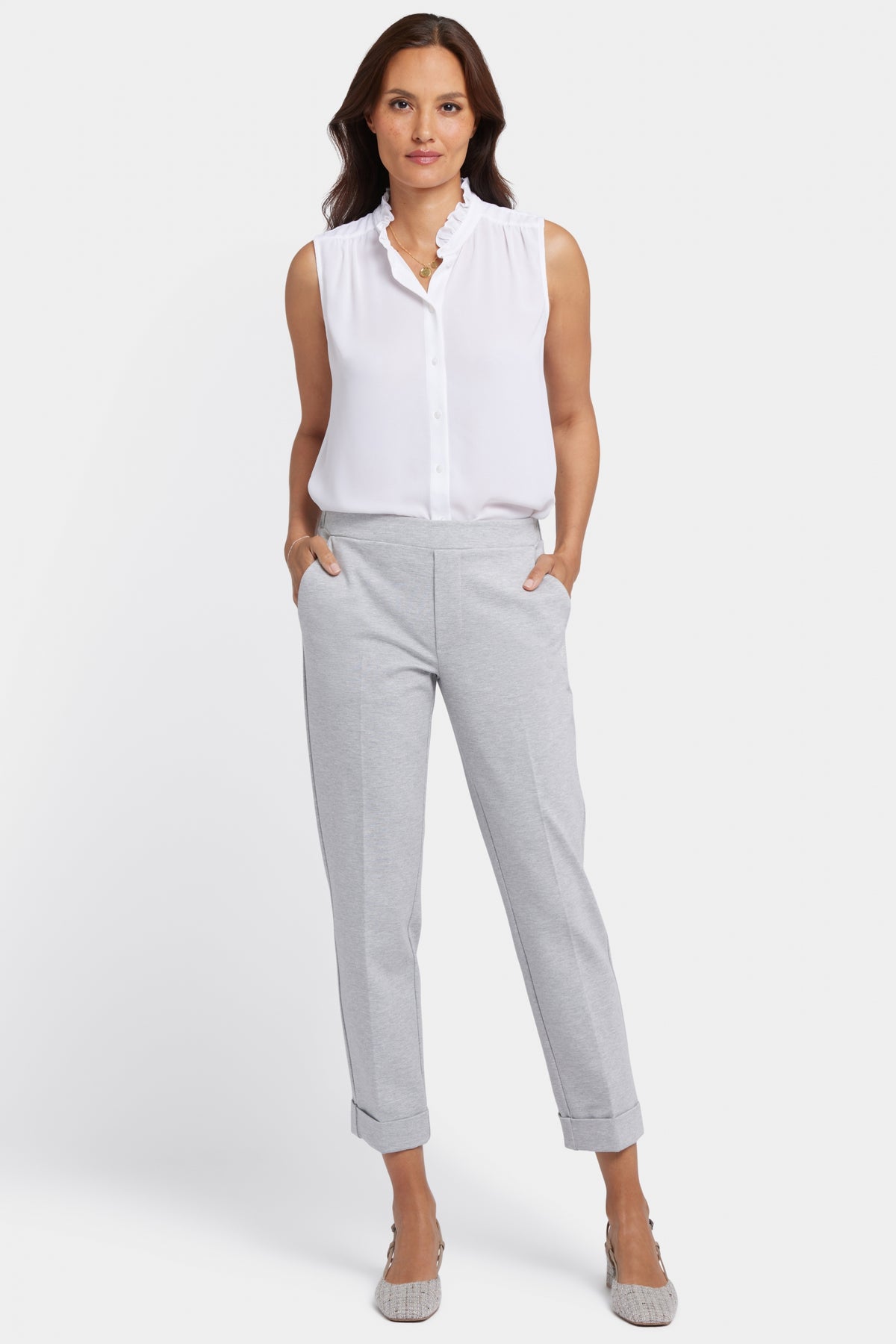 Cassidy Cuffed Trouser | Heather Grey | Pants | NYDJ