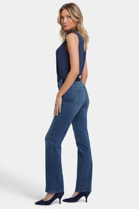 No Gapper™ Marilyn Straight Jeans In Sure Stretch® Denim With Striped Stretch Back Waistba | Valencia Surf | Pants | NYDJ