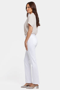 No Gapper™ Marilyn Straight Jeans In Petite In Sure Stretch® Denim With Striped Stretch Ba | Optic White | Pants | NYDJ