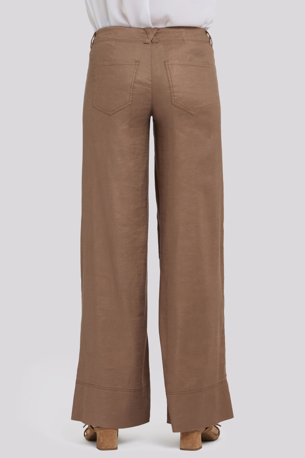 5 Pocket Wide Leg Trouser In Stretch Linen With Super High Rise | Toasted Coconut | Pants | NYDJ