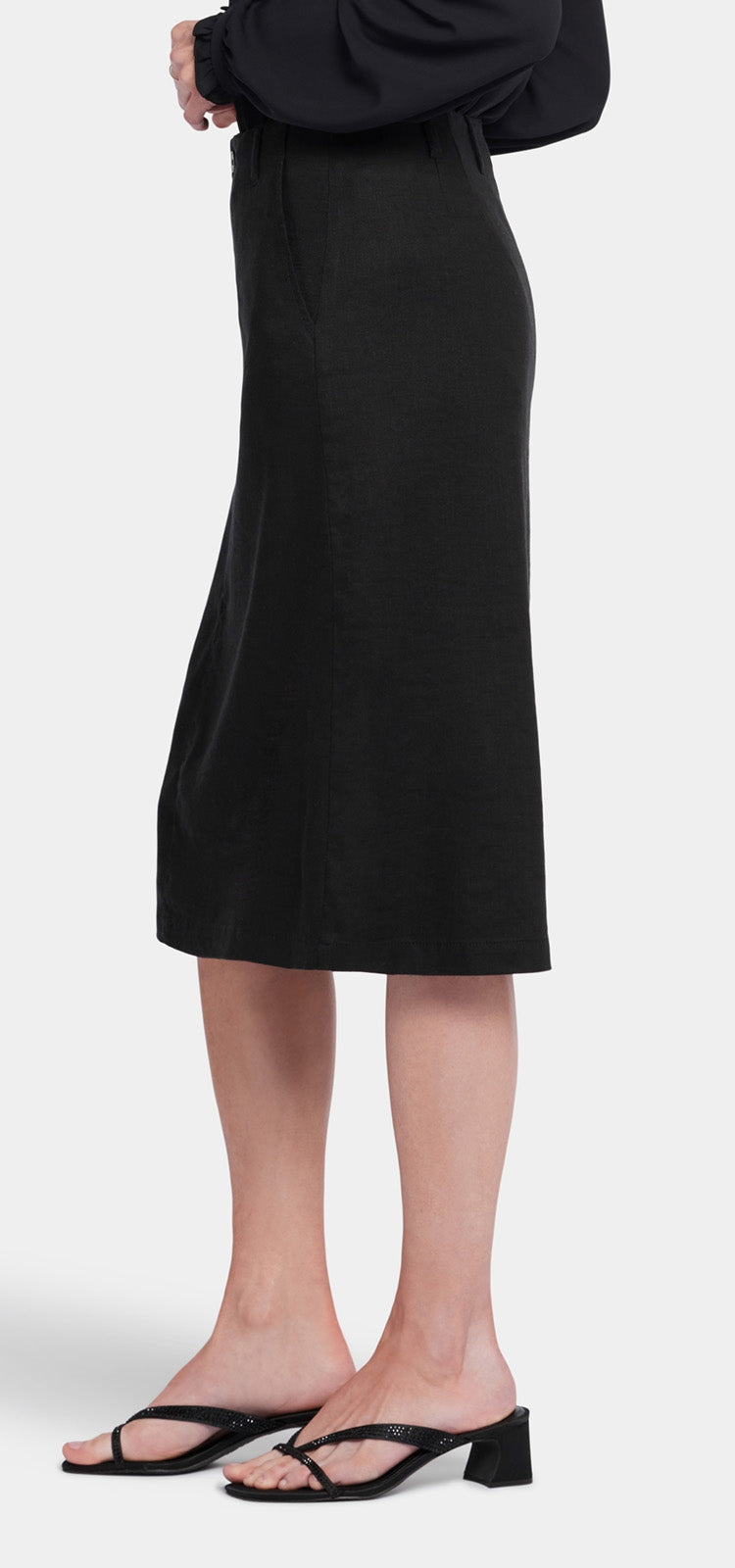 Marilyn A-Line Skirt Black Stretch Linen | Black | Skirt | NYDJ