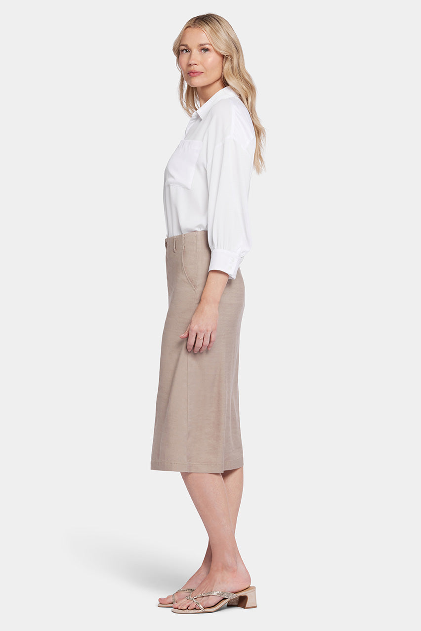 Marilyn A-Line Skirt Brown Stretch Linen | Saddlewood | Skirt | NYDJ