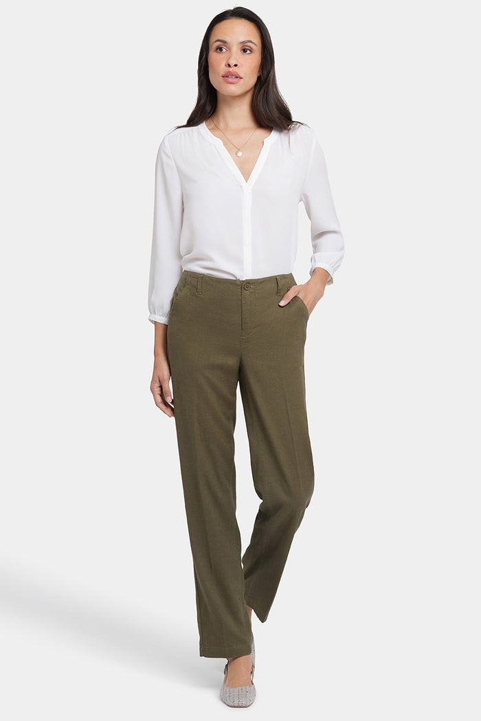 Marilyn Straight Pants In Stretch Linen | Bay Leaf | Pants | NYDJ