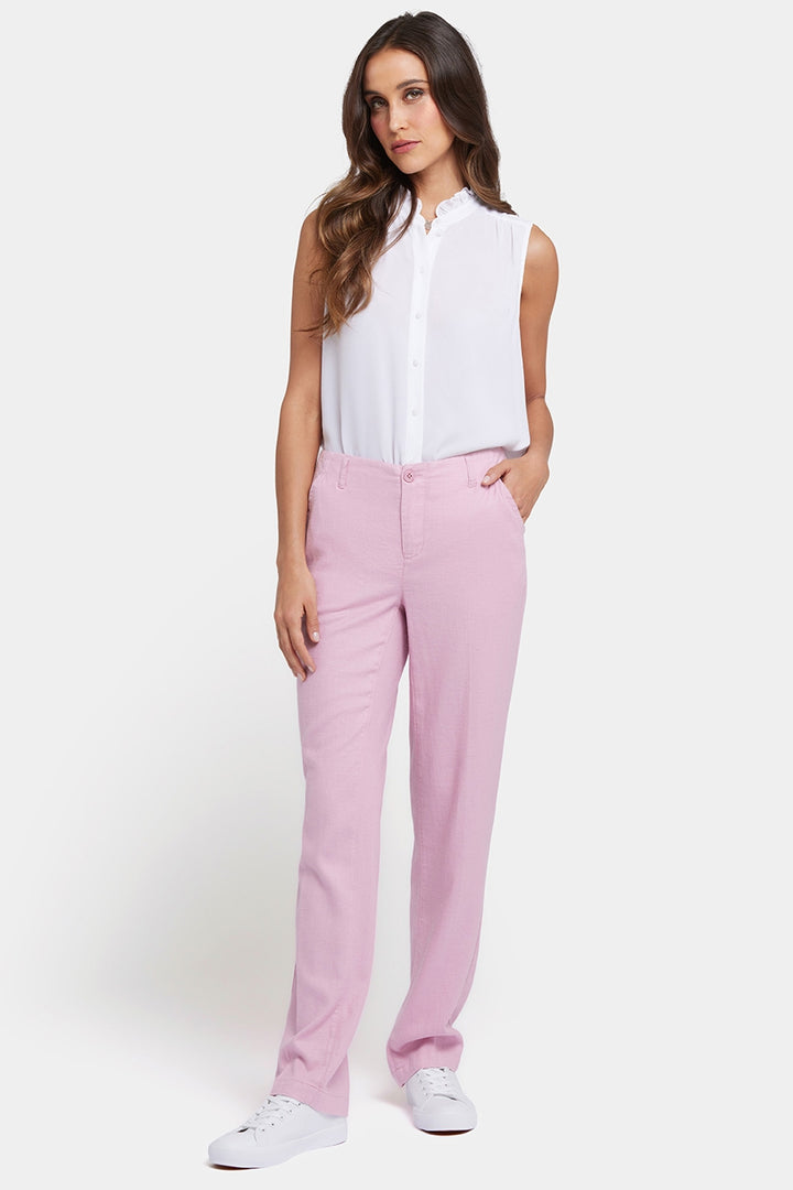 Marilyn Straight Pants In Stretch Linen | Pink Nectar | Pants | NYDJ