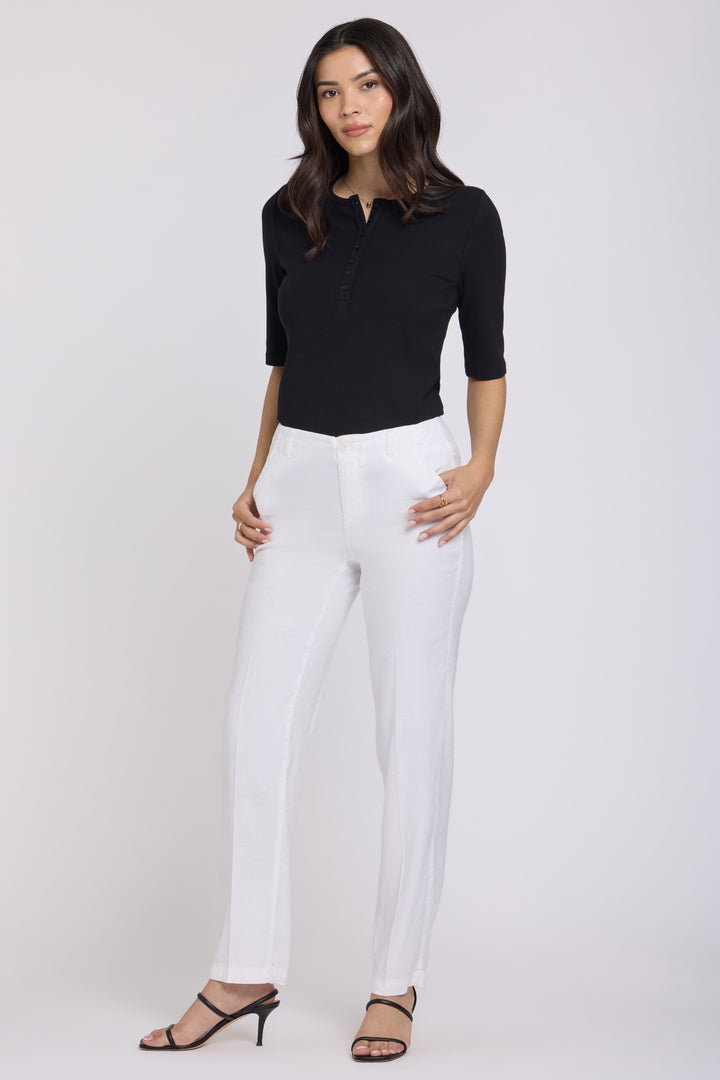 Marilyn Straight Pants In Stretch Linen | Optic White | Pants | NYDJ