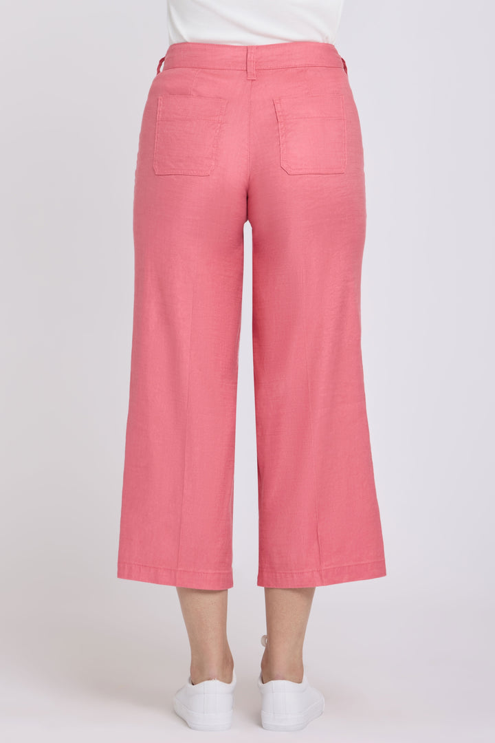 Wide Leg Cargo Capri Hosen aus Stretchleinen | Desert Rose