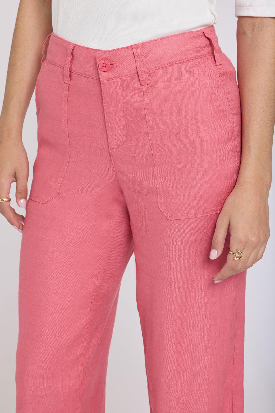 Wide Leg Cargo Capri Hosen aus Stretchleinen | Desert Rose