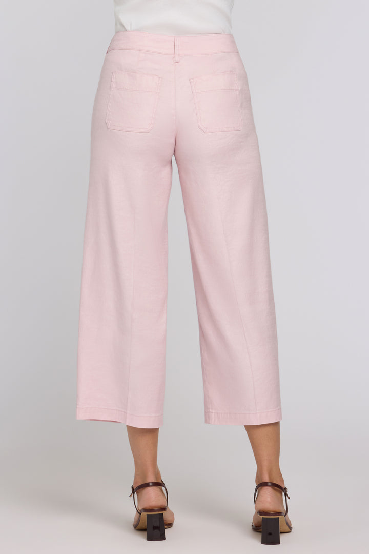 Wide Leg Cargo Capri Hosen aus Stretchleinen | Light Lilac