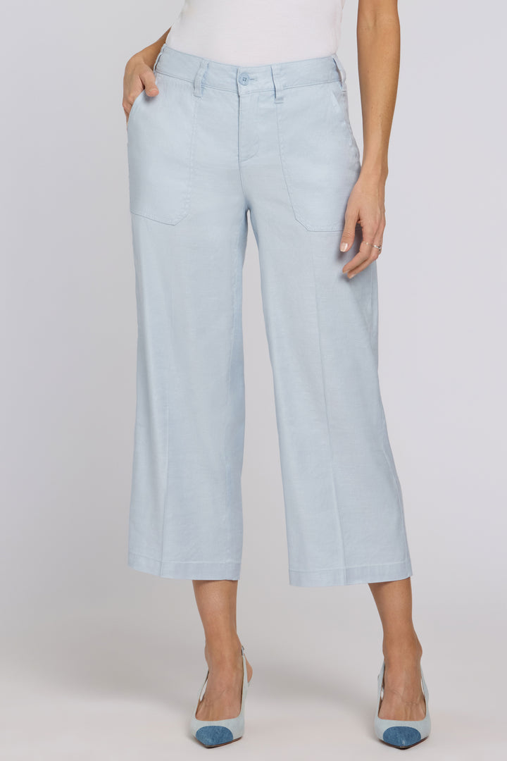 Wide Leg Cargo Capri Hosen aus Stretchleinen | Blue Clover