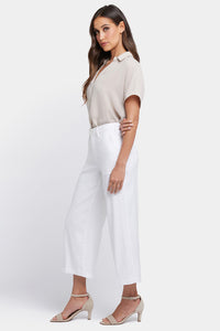 Wide Leg Cargo Capri Pants In Stretch Linen | Optic White | Pants | NYDJ