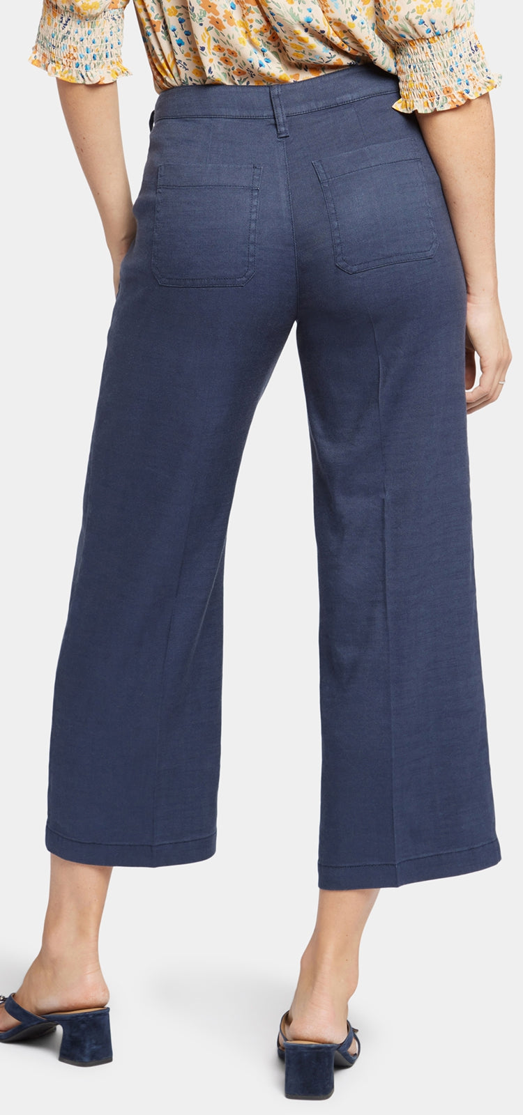 Wide Leg Cargo Capri Pants In Stretch Linen | Oxford Navy | Pants | NYDJ