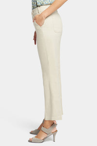 Straight Leg Ankle Trouser Beige Stretch Linen | Feather | Pants | NYDJ