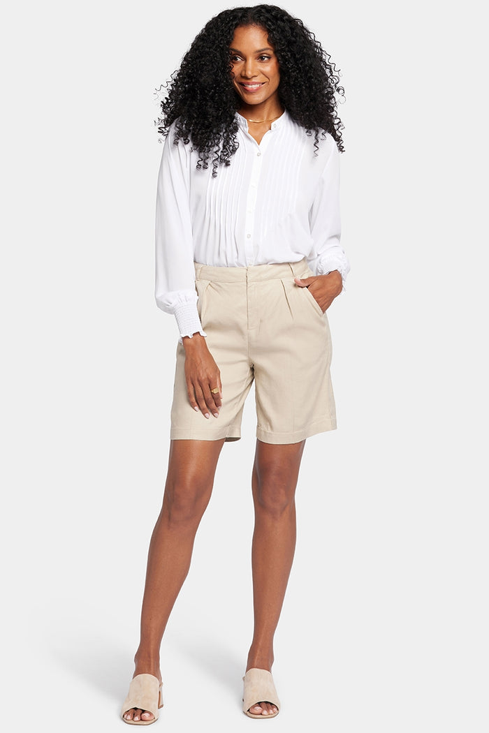 Relaxed Short Beige Stretch Linen | Feather | Shorts | NYDJ