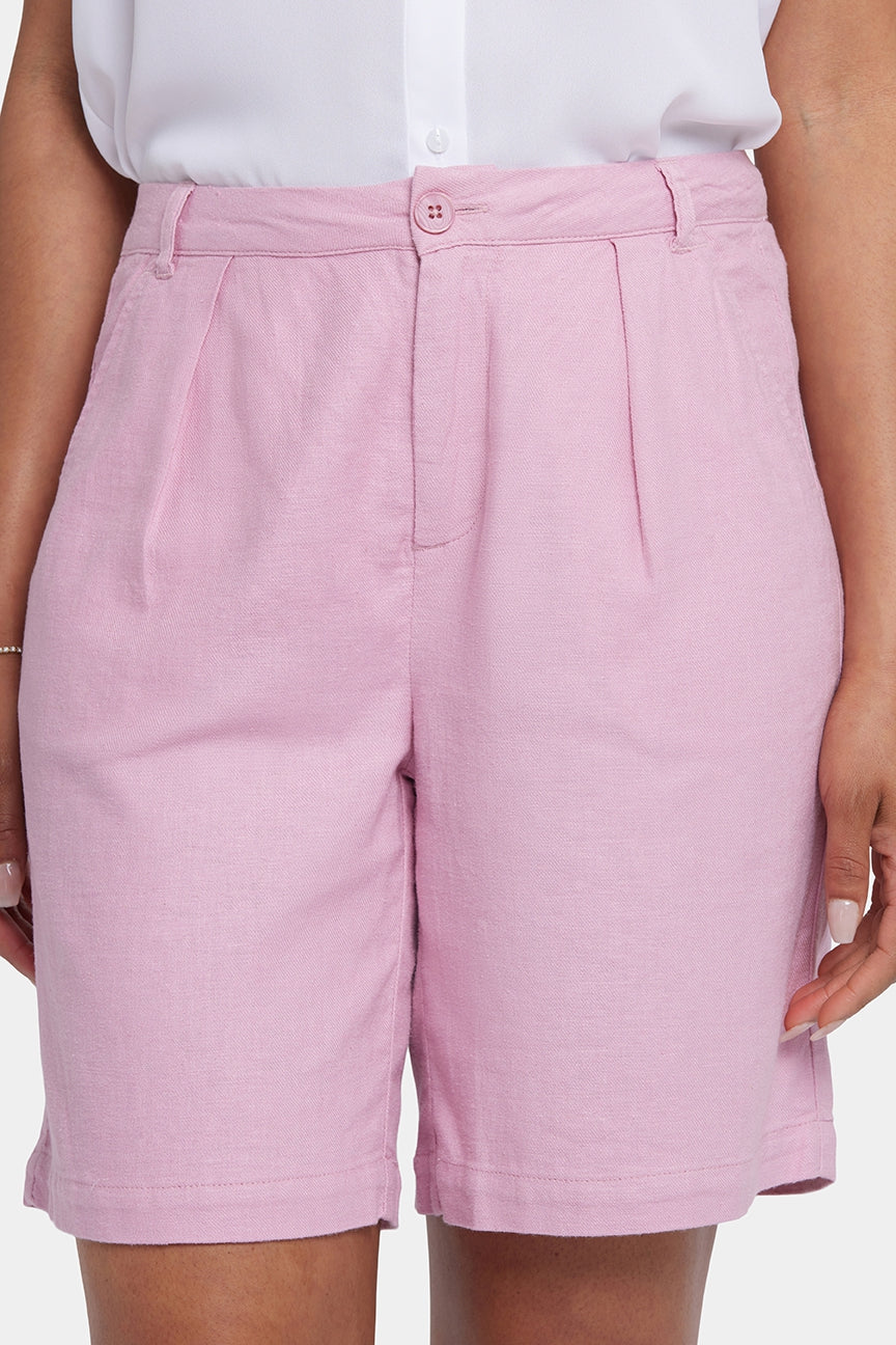 Relaxed Shorts In Stretch Linen | Pink Nectar | Shorts | NYDJ