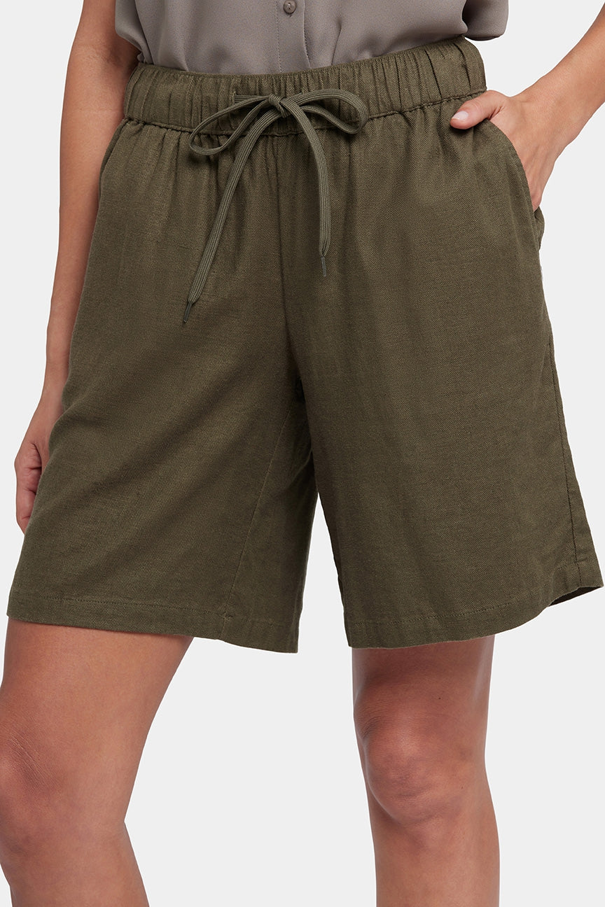 Breezy Bermuda Shorts In Stretch Linen | Bay Leaf | Shorts | NYDJ