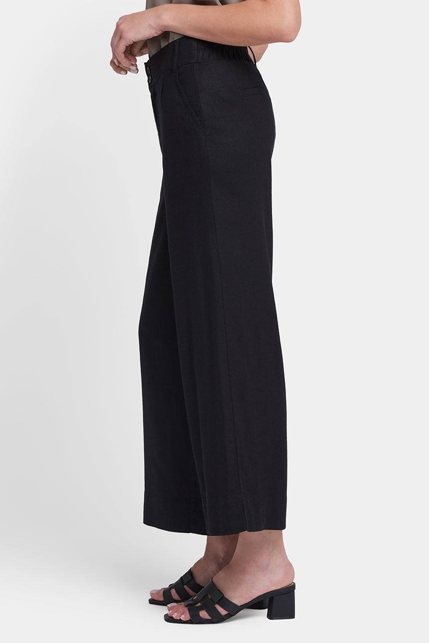 Waverly Trouser Pants In Stretch Linen With High Rise | Black | Pants | NYDJ