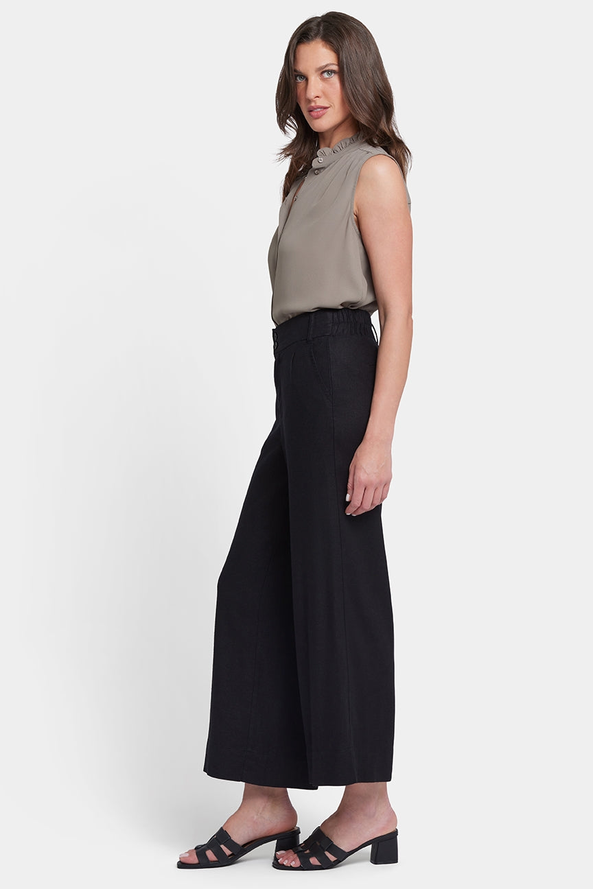 Waverly Trouser Pants In Stretch Linen With High Rise | Black | Pants | NYDJ