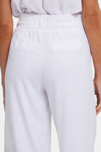 Waverly Trouser Pants In Stretch Linen With High Rise | White | Pants | NYDJ