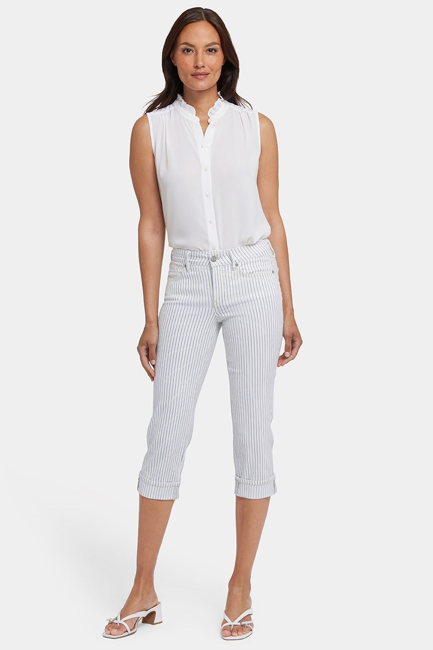 Marilyn Straight Crop Jeans With Cuffs | Palencia Stripe | Pants | NYDJ