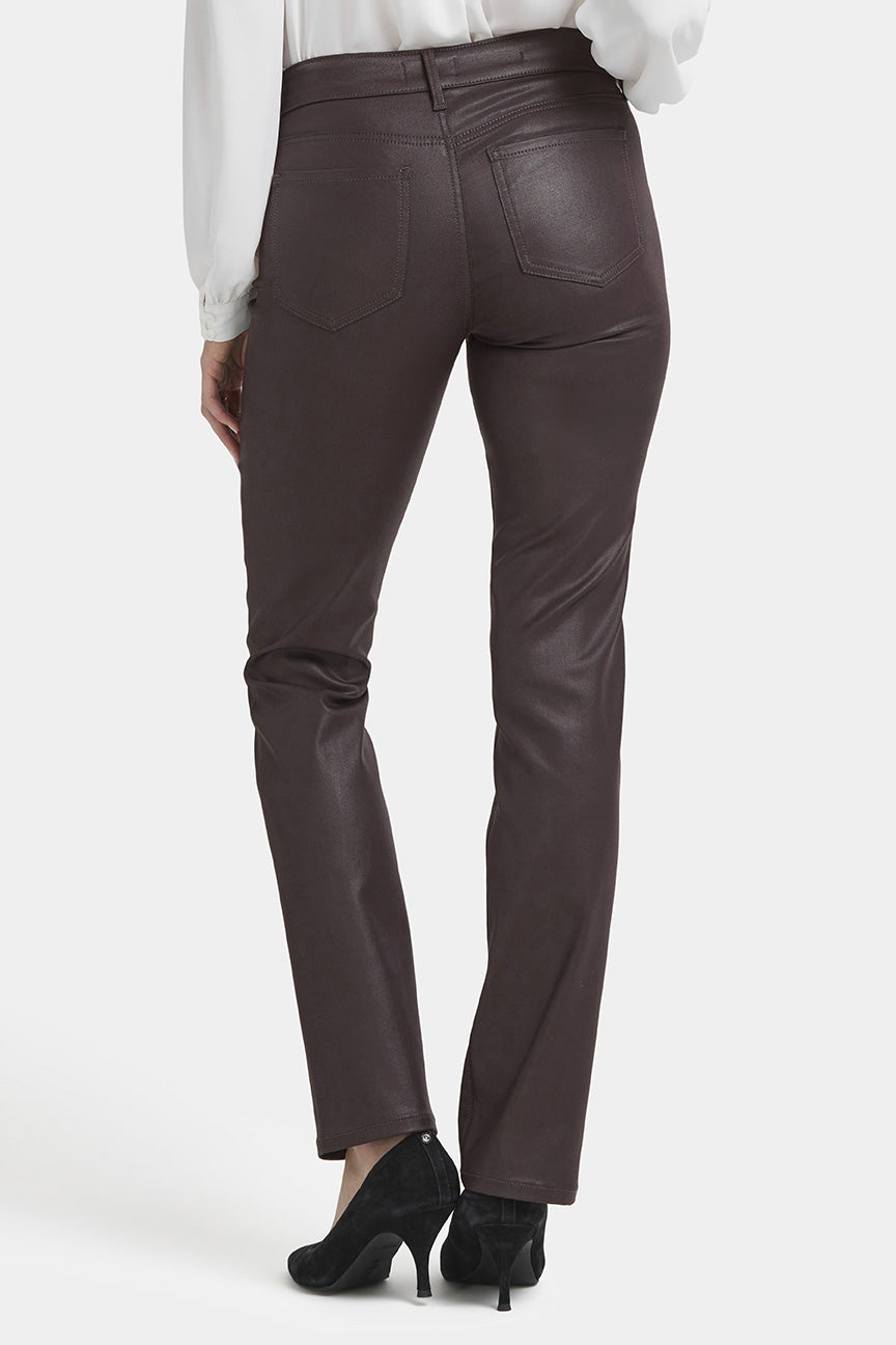 Marilyn Straight Jeans Black Coating Premium Denim | Cordovan Coated | Pants | NYDJ