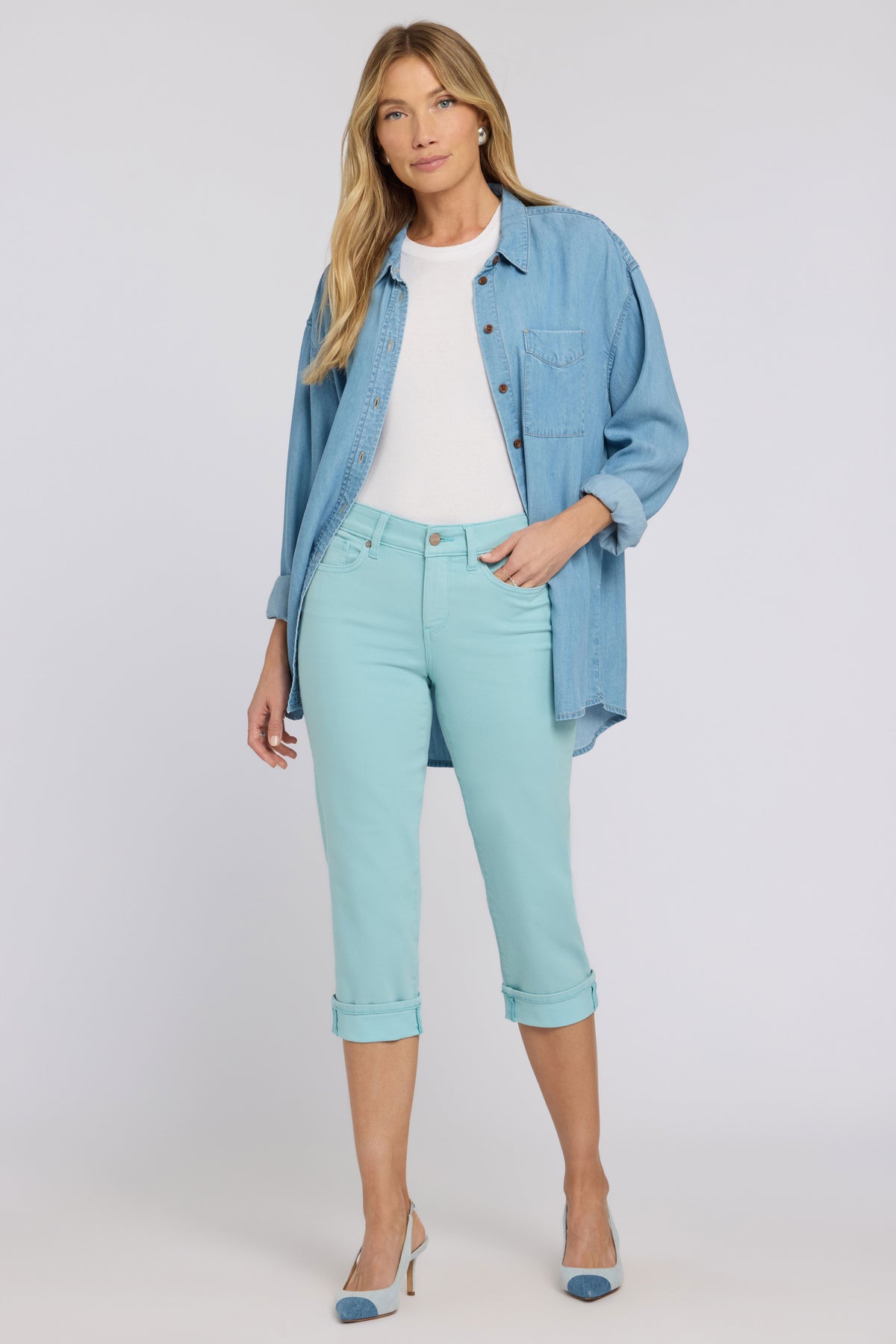 Marilyn Straight Crop Jeans In Cool Embrace® Denim | Aqua Haze
