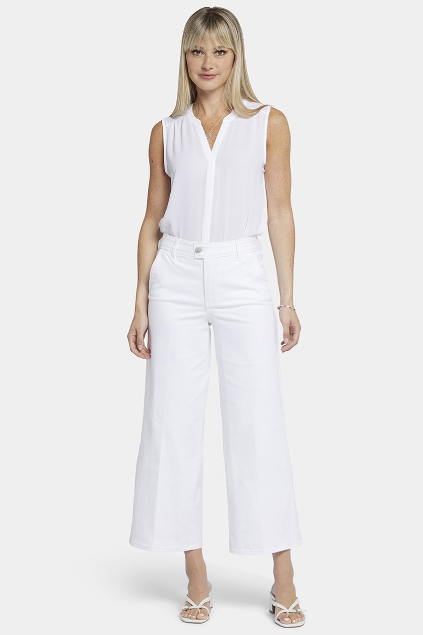 Mona Wide Leg Trouser Ankle Jeans With High Rise | Optic White | Pants | NYDJ