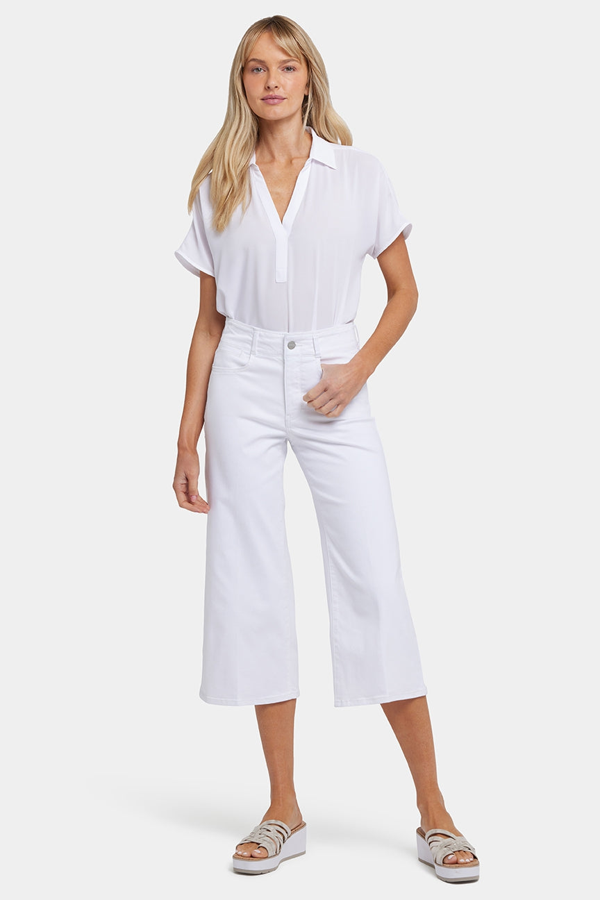 Brigitte Wide Leg Capri Jeans With High Rise | Optic White | Pants | NYDJ