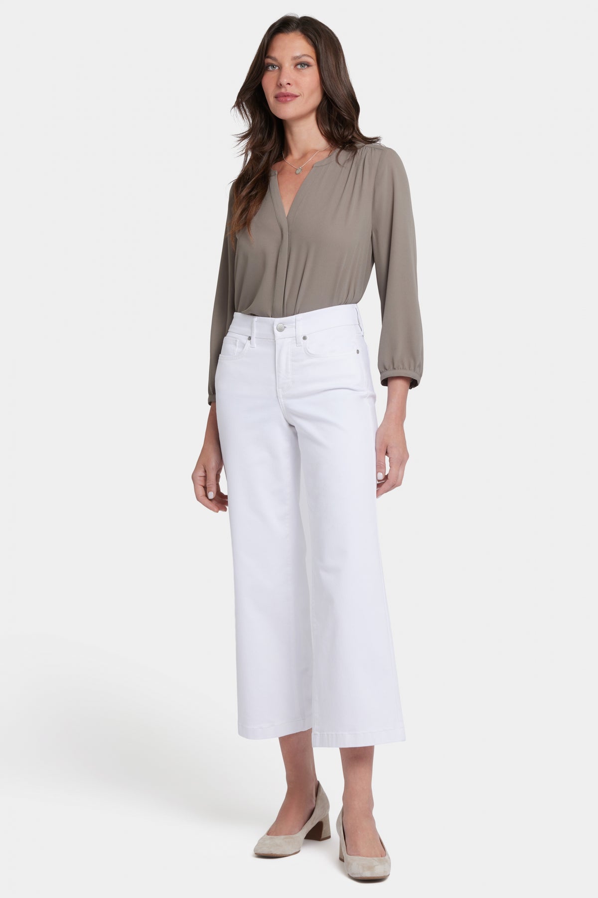 Waist-Match™ Teresa Wide Leg Ankle Jeans | Optic White | Pants | NYDJ