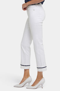 Marilyn Straight Ankle Jeans With Deep Cuffs And Binding Detail | Optic White | Pants | NYDJ