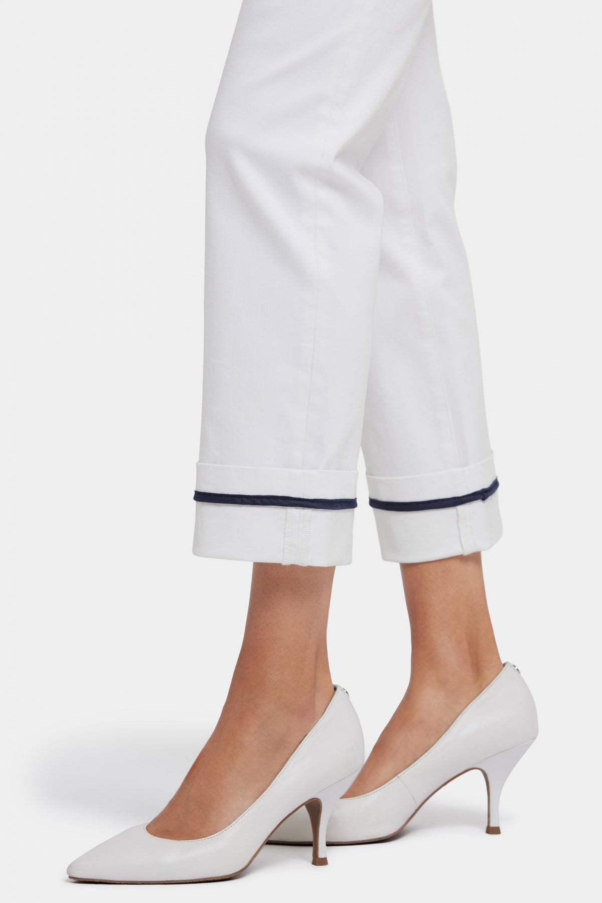 Marilyn Straight Ankle Jeans With Deep Cuffs And Binding Detail | Optic White | Pants | NYDJ