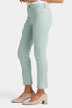 Sheri Slim Ankle Jeans Frayed Hems Green Coloured Denim | Snow Mint | Pants | NYDJ