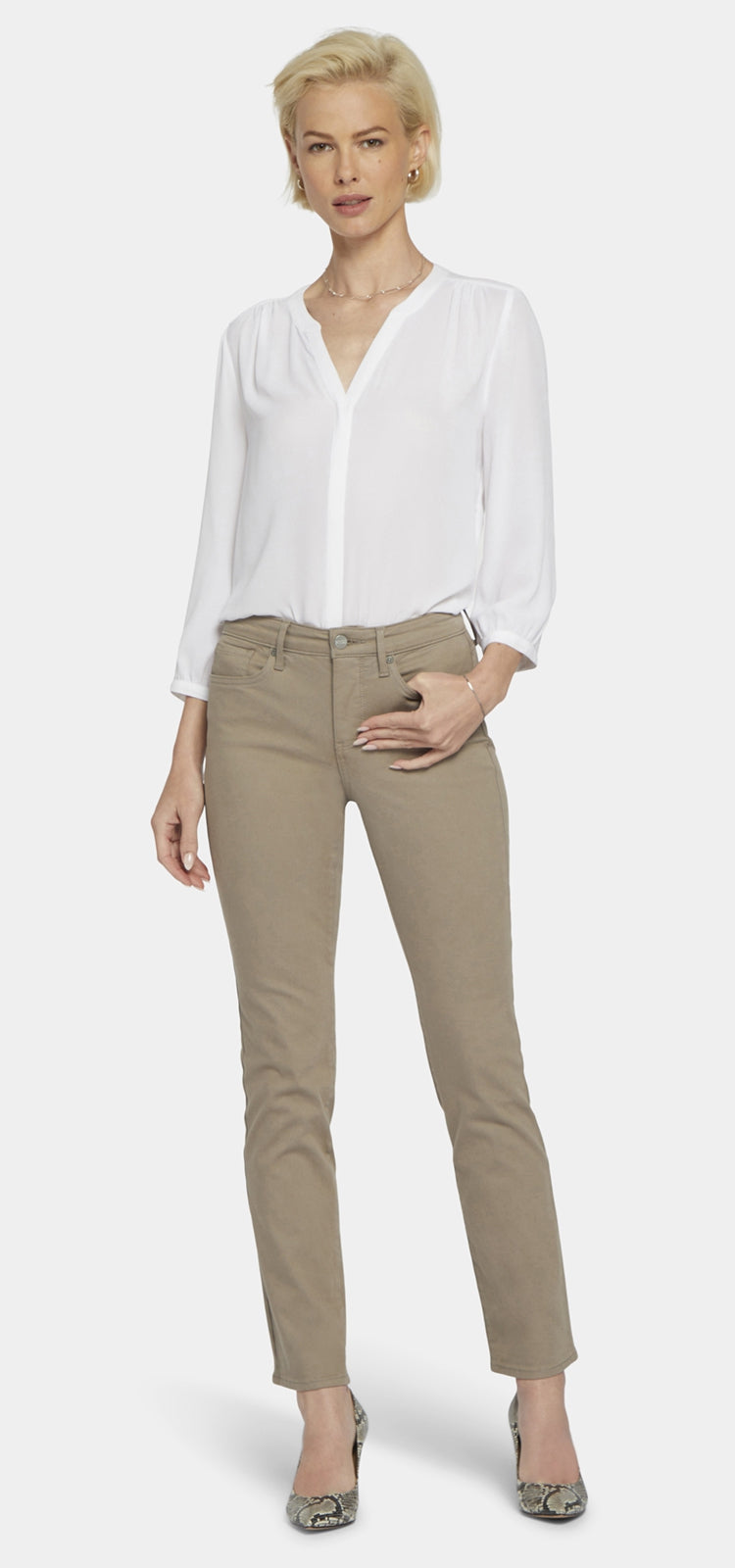 Sheri Slim Jeans Taupe Premium Denim | Saddlewood | Pants | NYDJ