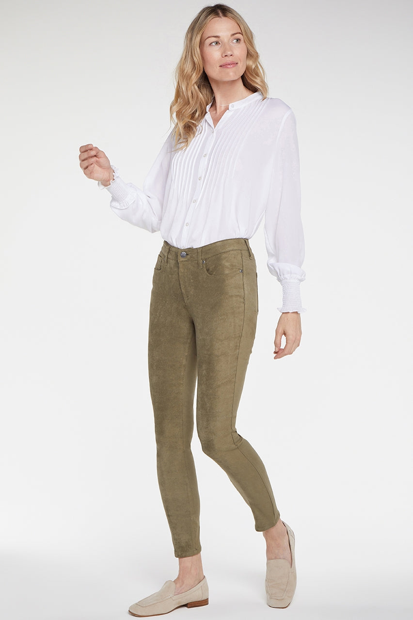 Ami Skinny Jeans Green Faux Suède | Moss | Pants | NYDJ