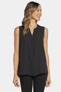 Sleeveless Pintuck Blouse | Black | Top | NYDJ