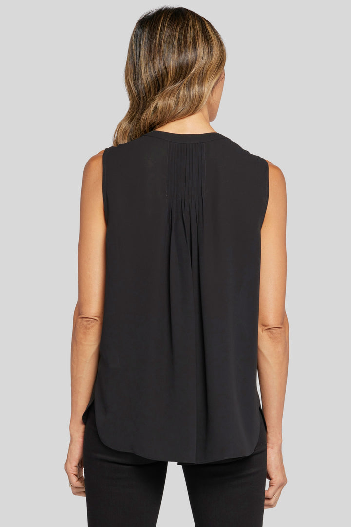 Ärmellose Pintuck Bluse | Black