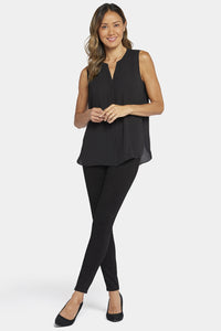 Sleeveless Pintuck Blouse | Black | Top | NYDJ